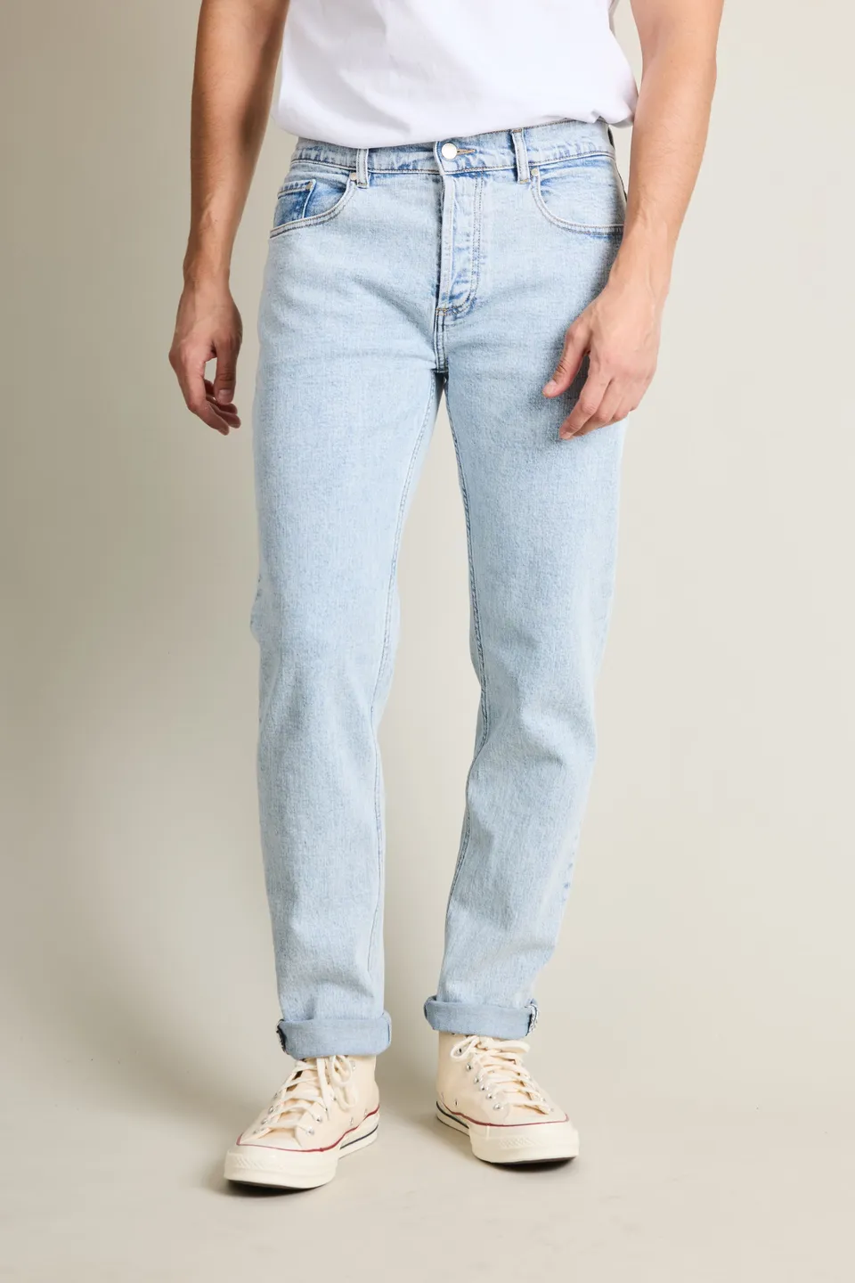 le-pantalon-jean-classique-bleu-bleached-denim-stretch image 1
