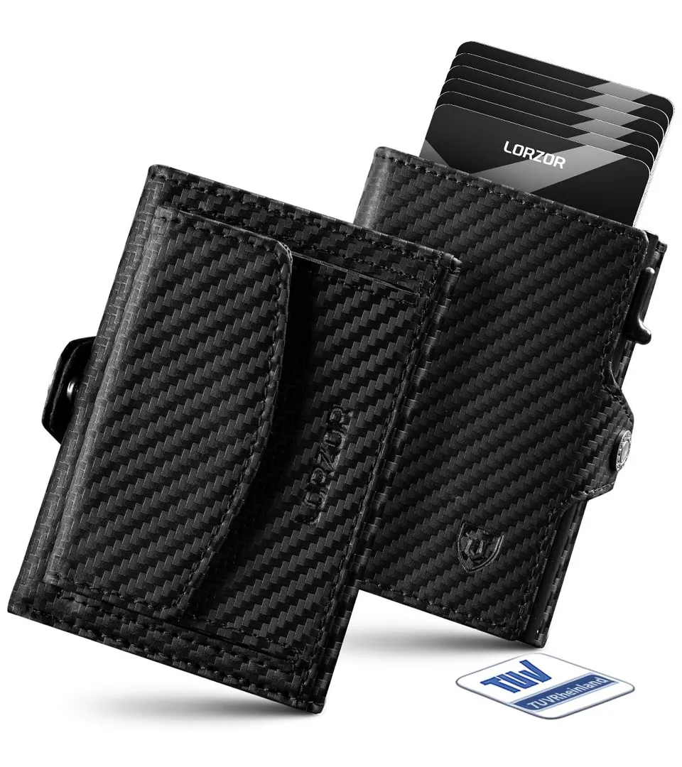 lorzor-leather-wallet-portefeuille-cuir-carbone-10-cartes-rfid image 1