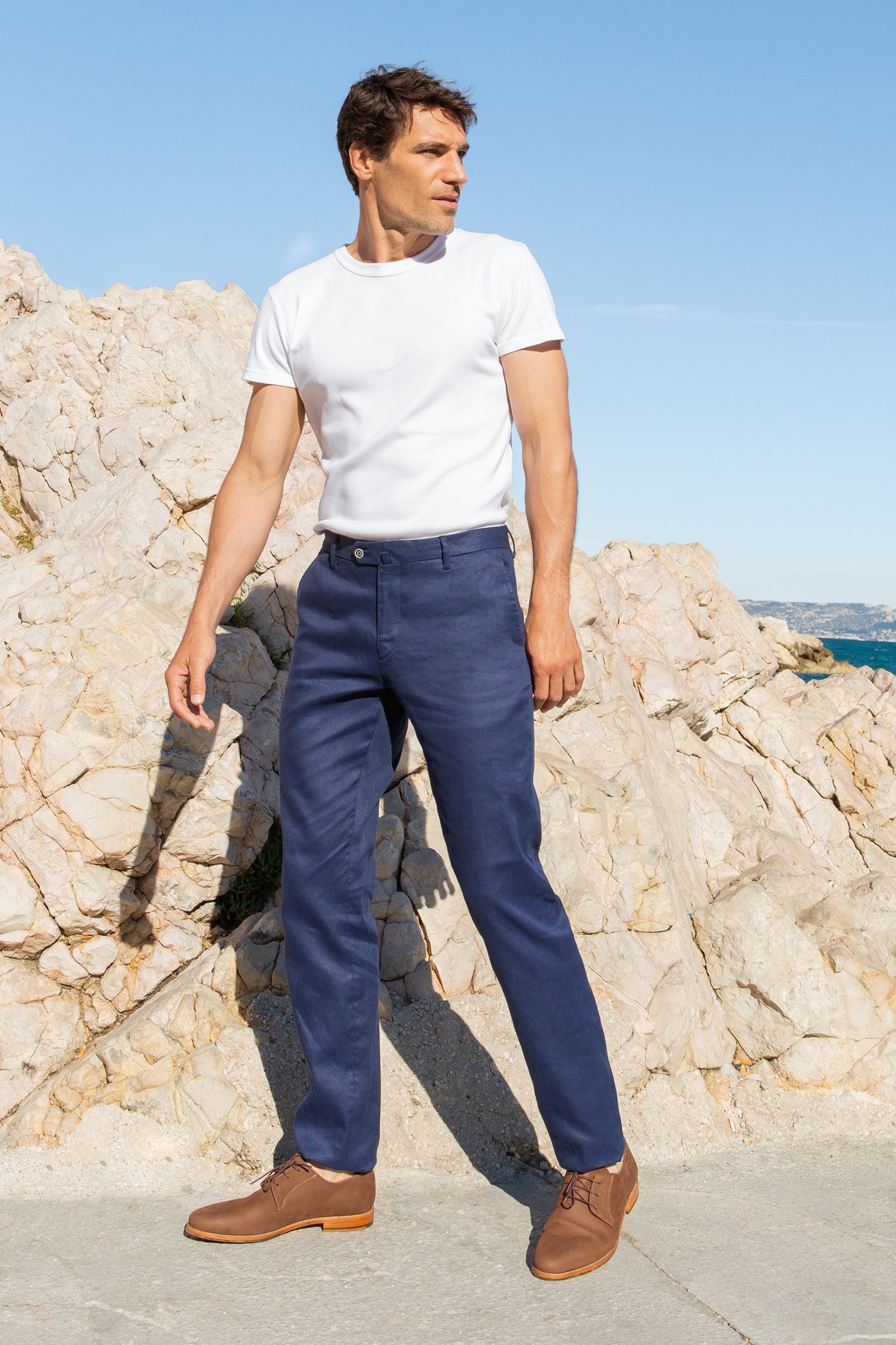 le-pantalon-chinos-homme-chino-coton-lin-pantalon-bleu-roi-64-lin image 3