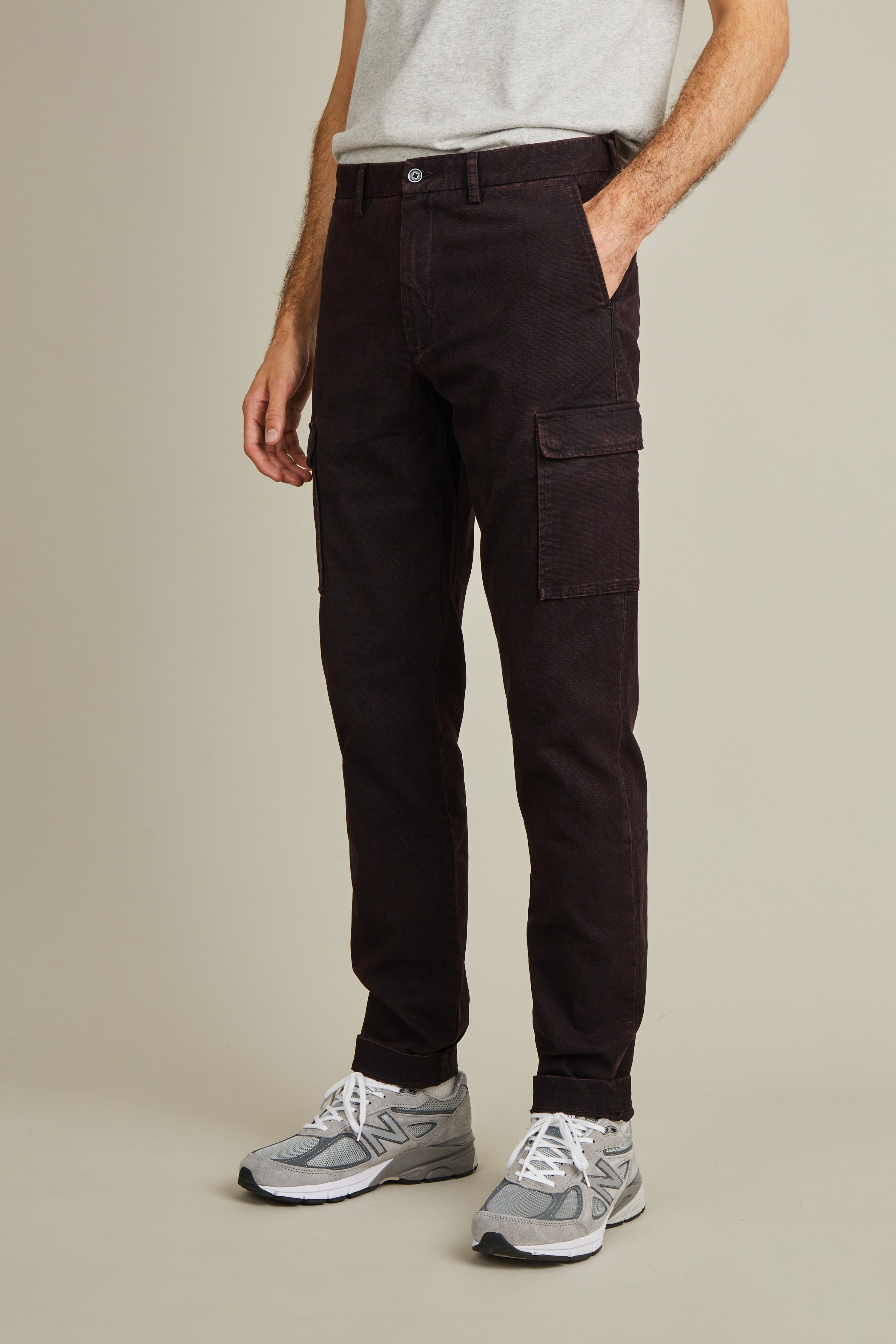 le-pantalon-cargo-pantalon-cargo-bordeaux-coton-stretch image 4