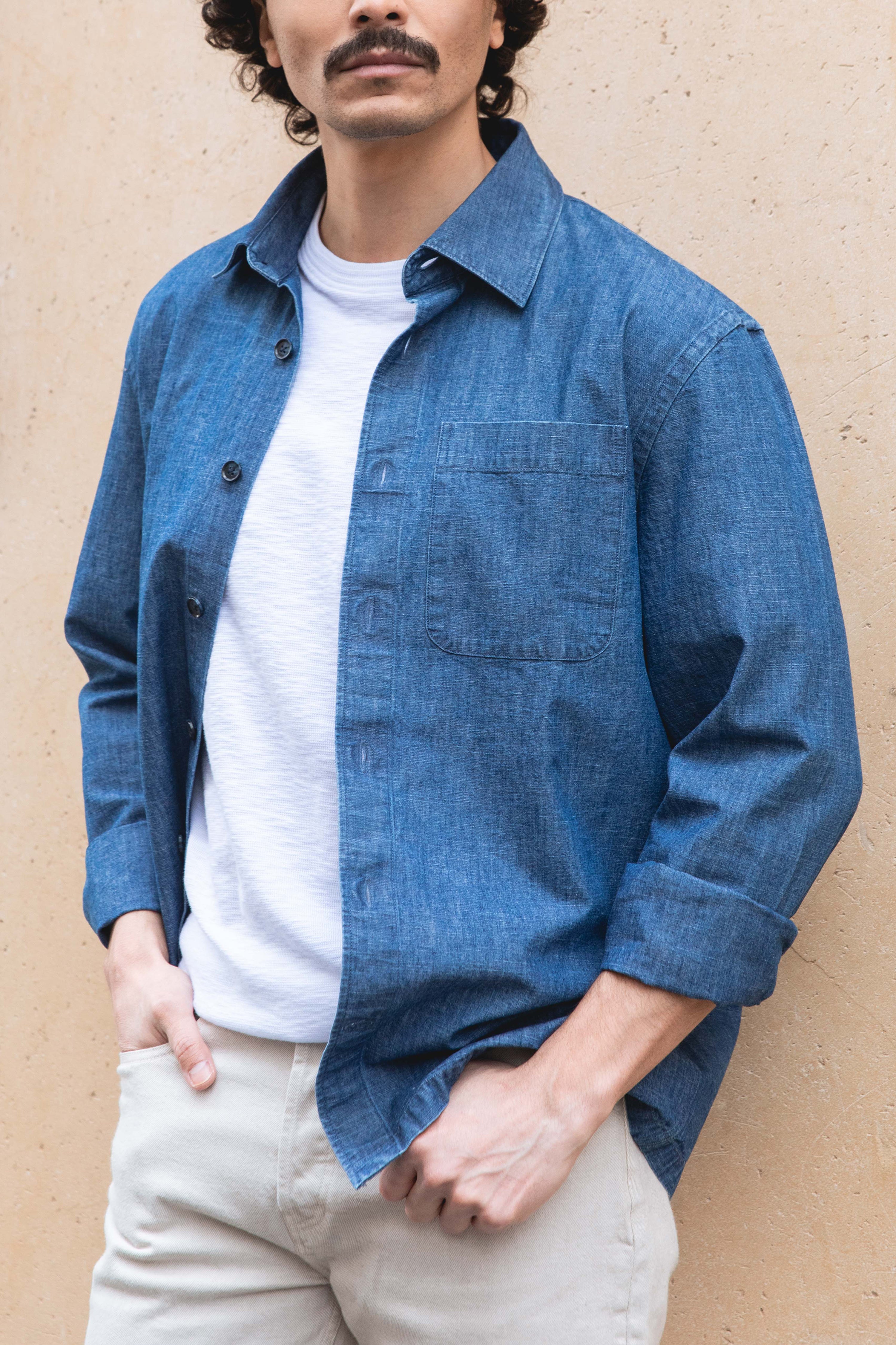 le-pantalon-overshirts-homme-surchemise-chambray-bleu-coton image 2
