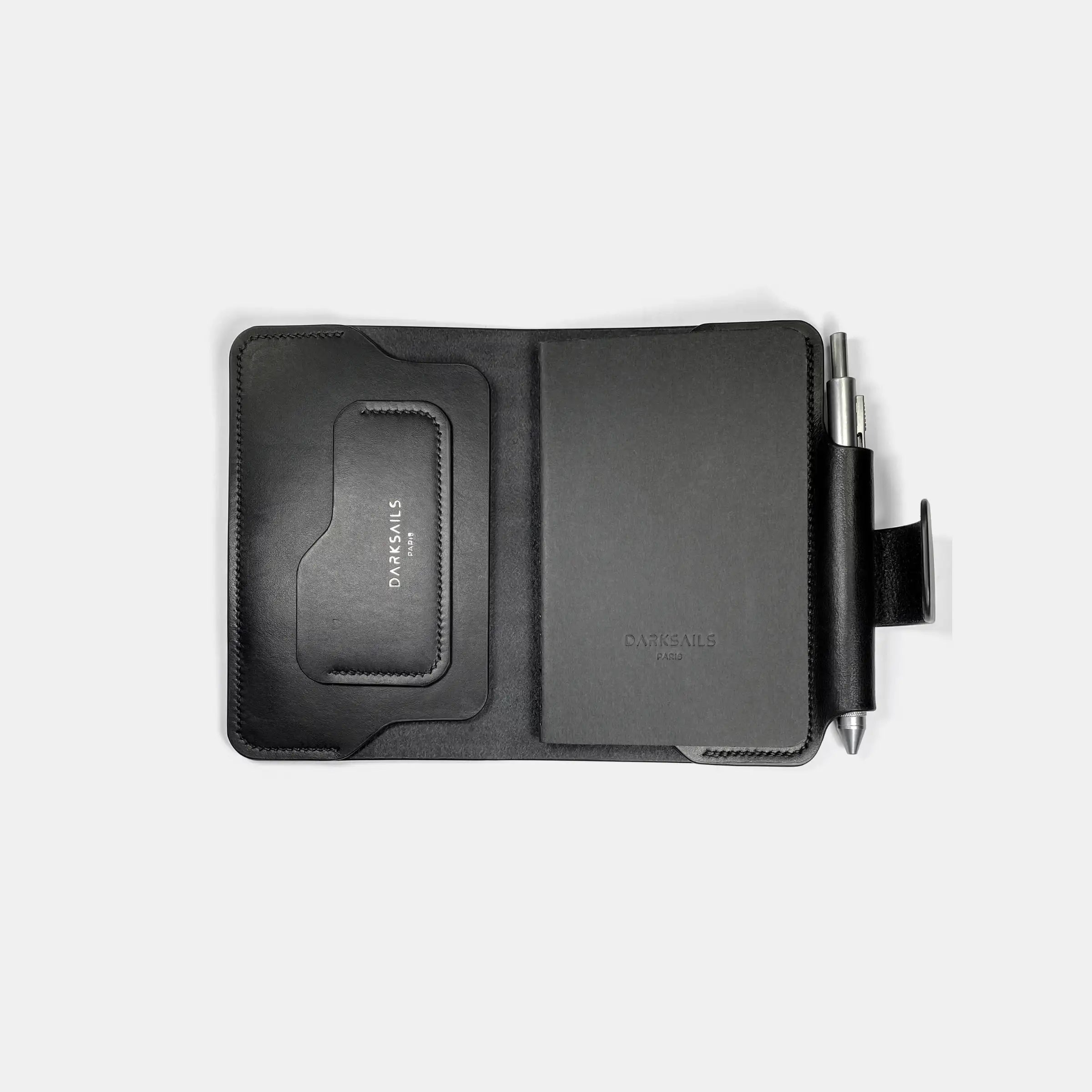darksails-porte-carnets-passeport-cuir-noir-point-sellier image 2