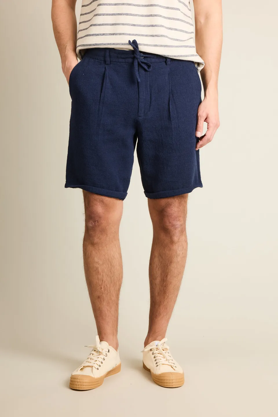 le-pantalon-bermuda-a-r-indigo-coton-lin-taille-lastiqu-e image 1