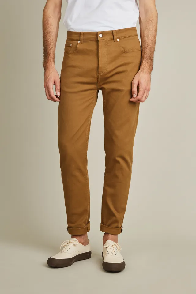 le-pantalon-jean-beige-fonc-semi-slim-coton-bio image 1