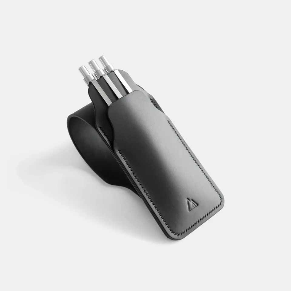 darksails-essentiel-edc-tui-3-stylos-cuir-noir-selle image 1