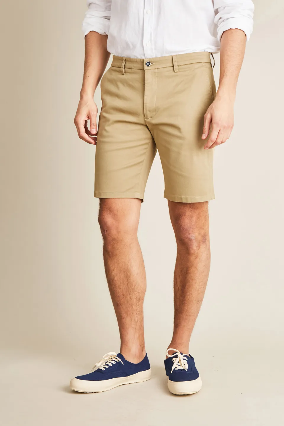 le-pantalon-bermudas-homme-bermuda-beige-coton-semi-slim image 1