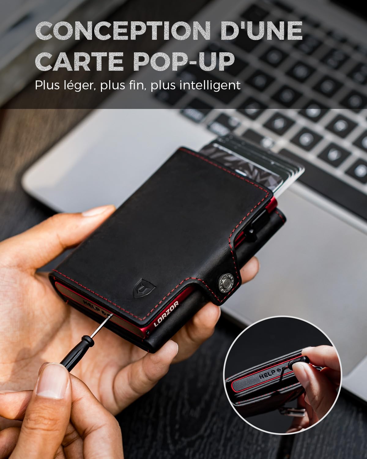 lorzor-porte-carte-homme-noir-rouge-cuir-rfid-10-cartes image 7
